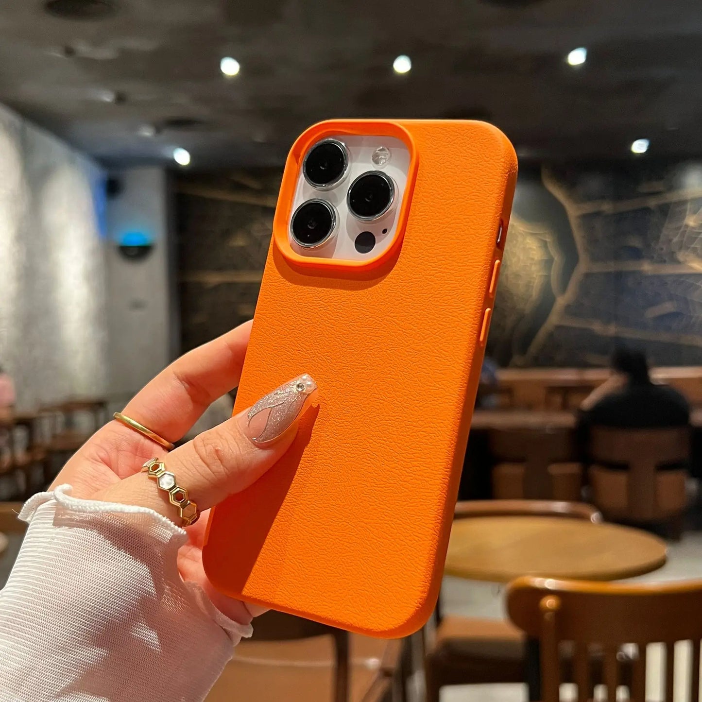 Silicone Litchi Lines Leather Phone Case- Soft Shockproof Full Cover