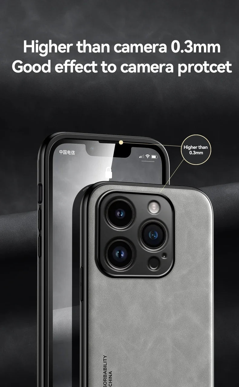 Luxury Leather Case For iPhone With Metal Plate Support Car Hold