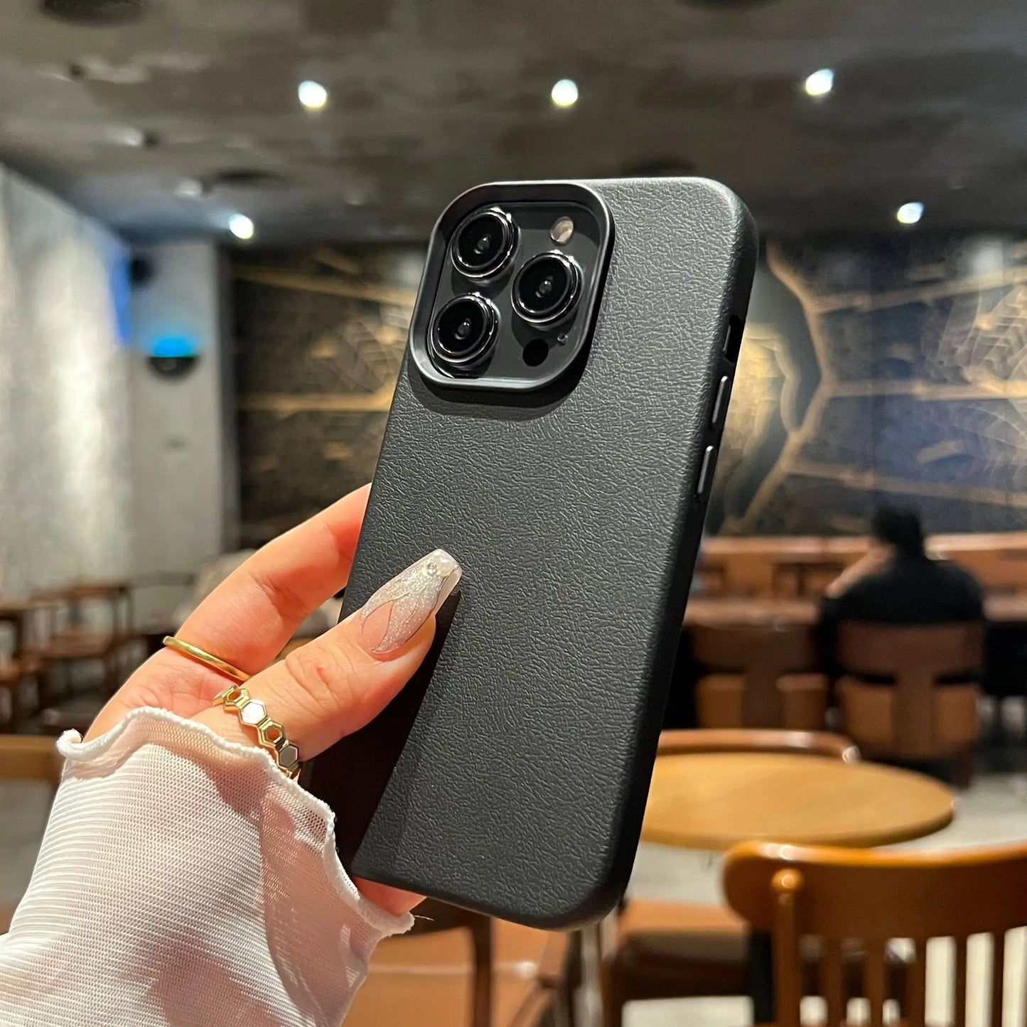 Silicone Litchi Lines Leather Phone Case- Soft Shockproof Full Cover