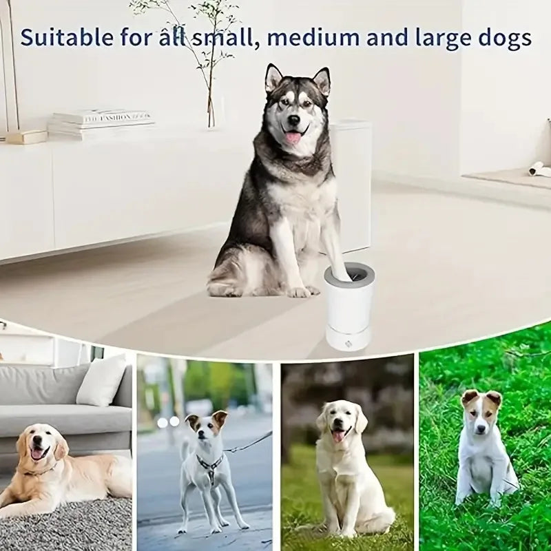 USB Rechargeable Dog Paw Cleaner, Detachable Automatic Pet Claw Cleaner And Massager, With Silicone Bristles