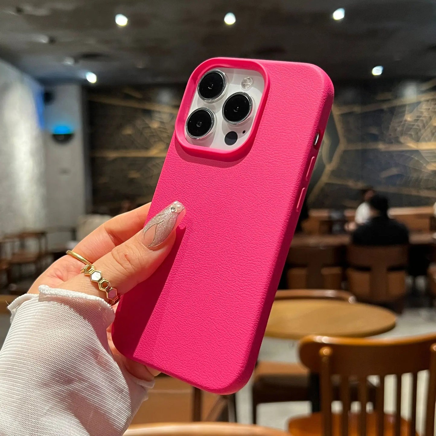 Silicone Litchi Lines Leather Phone Case- Soft Shockproof Full Cover