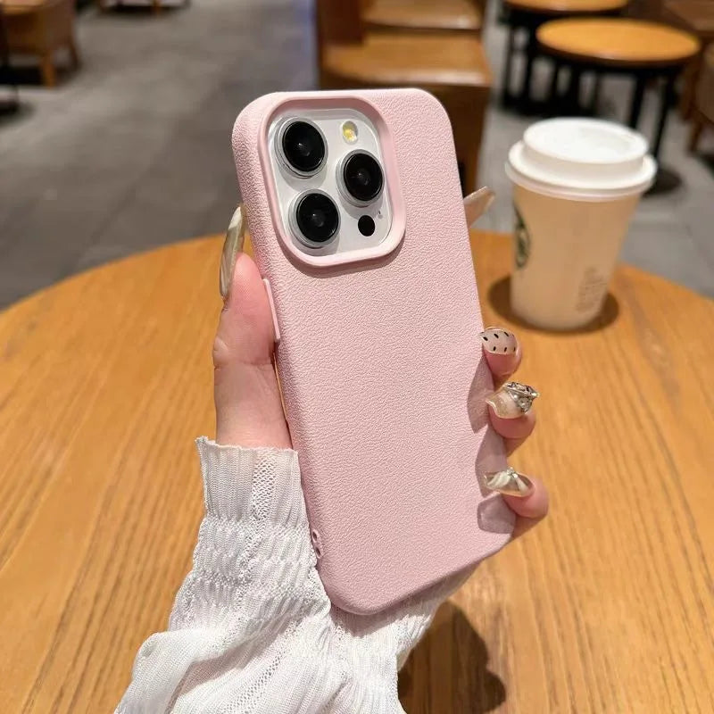 Silicone Litchi Lines Leather Phone Case- Soft Shockproof Full Cover