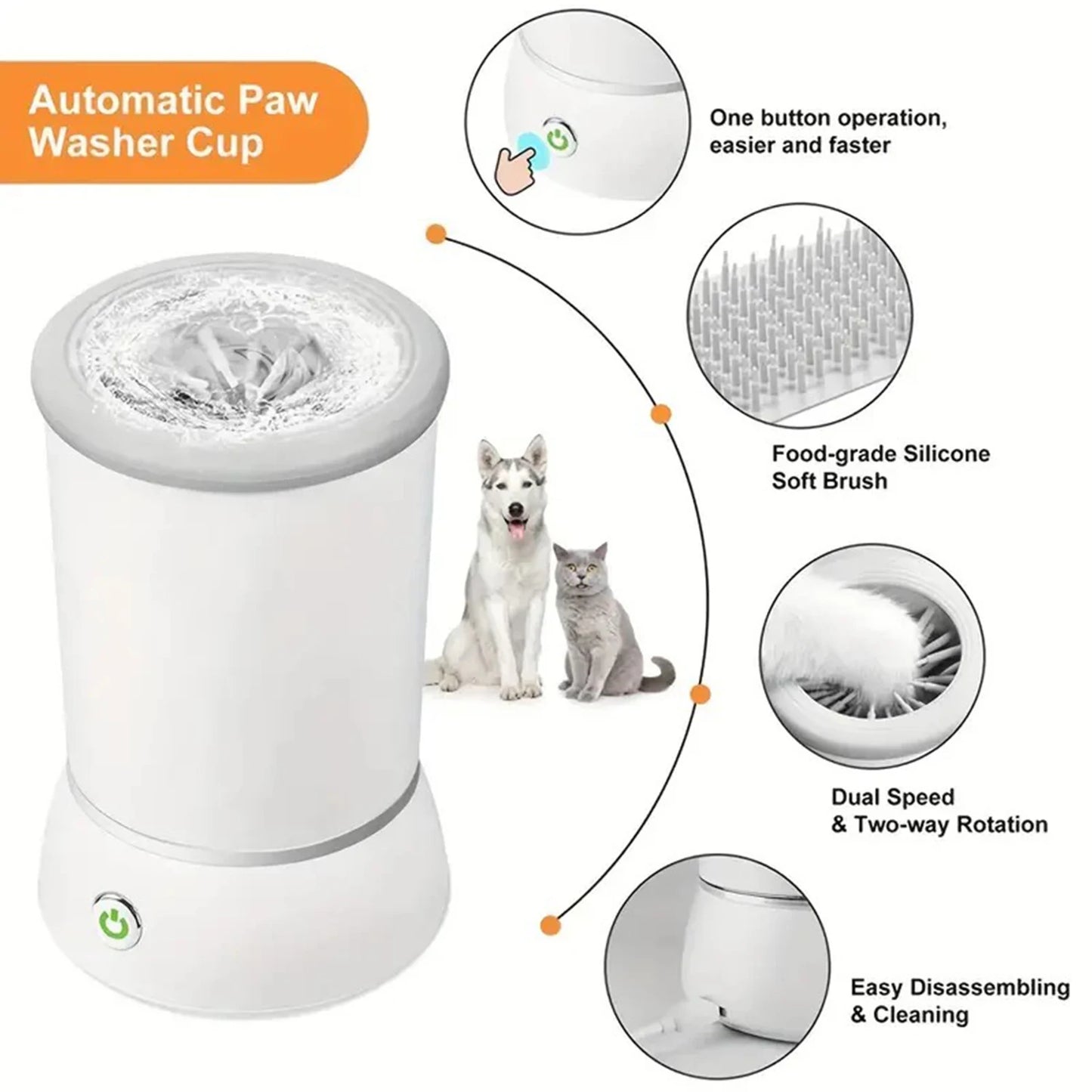USB Rechargeable Dog Paw Cleaner, Detachable Automatic Pet Claw Cleaner And Massager, With Silicone Bristles