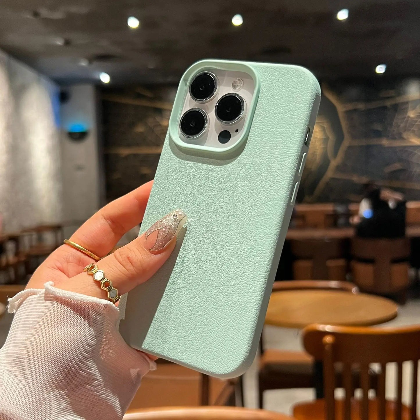 Silicone Litchi Lines Leather Phone Case- Soft Shockproof Full Cover
